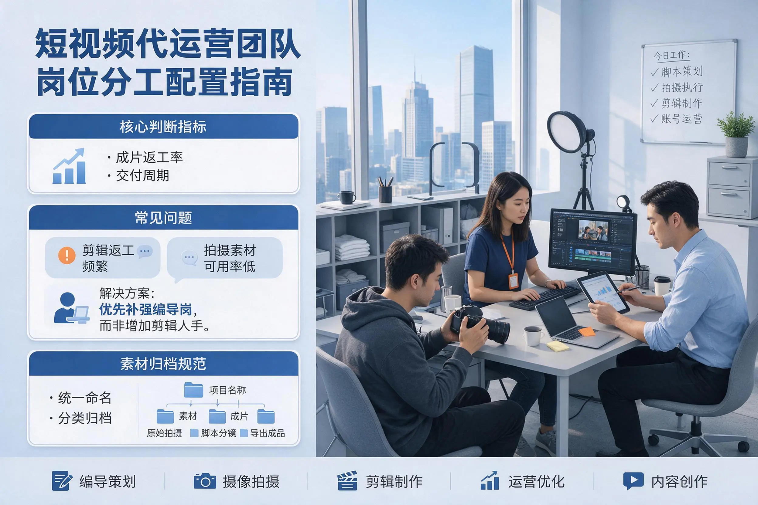 短视频代运营团队如何配置？惠州企业岗位分工科普说明