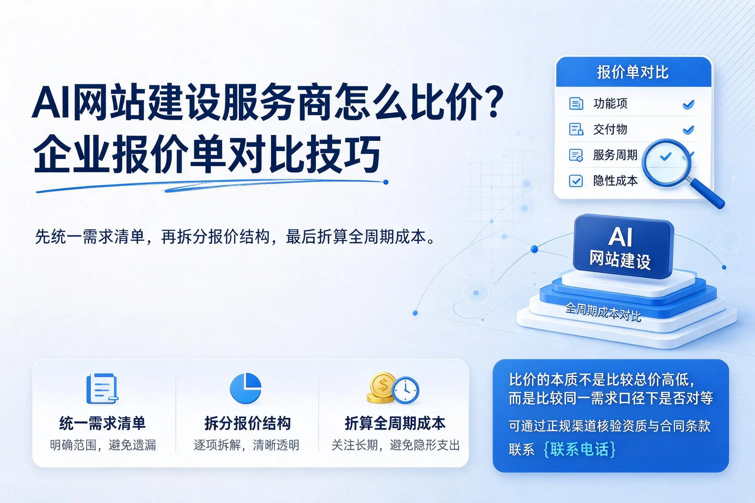 AI网站建设服务商怎么比价?惠州企业报价单对比技巧