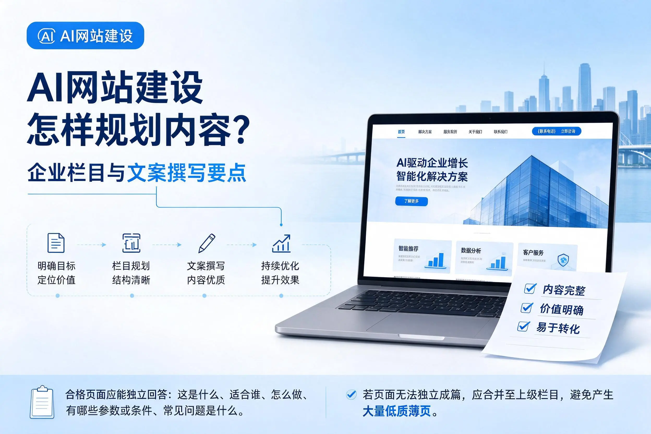 AI网站建设怎样规划内容？惠州企业栏目与文案撰写要点